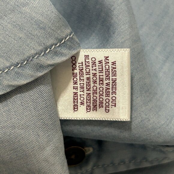 SO Favorite Shirt Chambray Blue Long Sleeve Tunic Large Lyocell Soft Lightweight - Picture 8 of 8